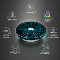 Projecteur de ciel étoilé, lumière de nuit RGB, 16 couleurs, commande tactile, rechargeable par USB, lampe murale ronde pour salon, LED ambiante, ABS