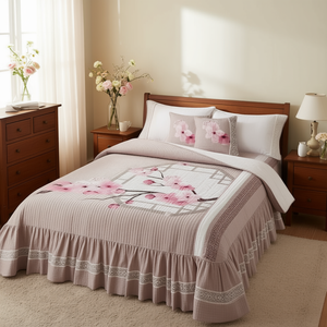 Juego de Edredón King Size Sayuri, 50% Algodón, Bordado Floral, Estilo Japonés Coreano, Ropa de Cama para el Hogar - Product Image 2