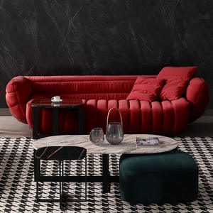 Canapé banane au design italien de luxe, en nubuck, daim, cafard bleu, prévente - Product Image 3