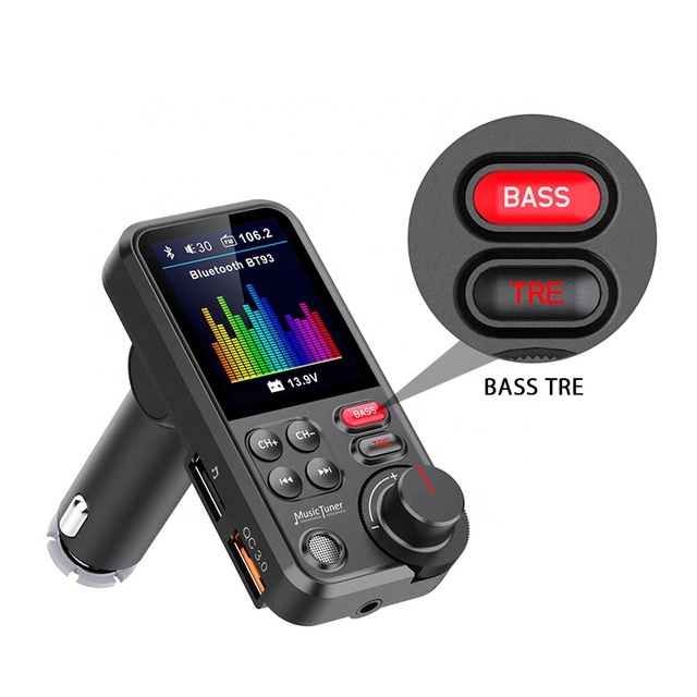 Original Design New Products Big Colorful TFT Display Blue Tooth Car Mp3 Player Fm Transmitters QC3.0 Quick Charge Car Charger