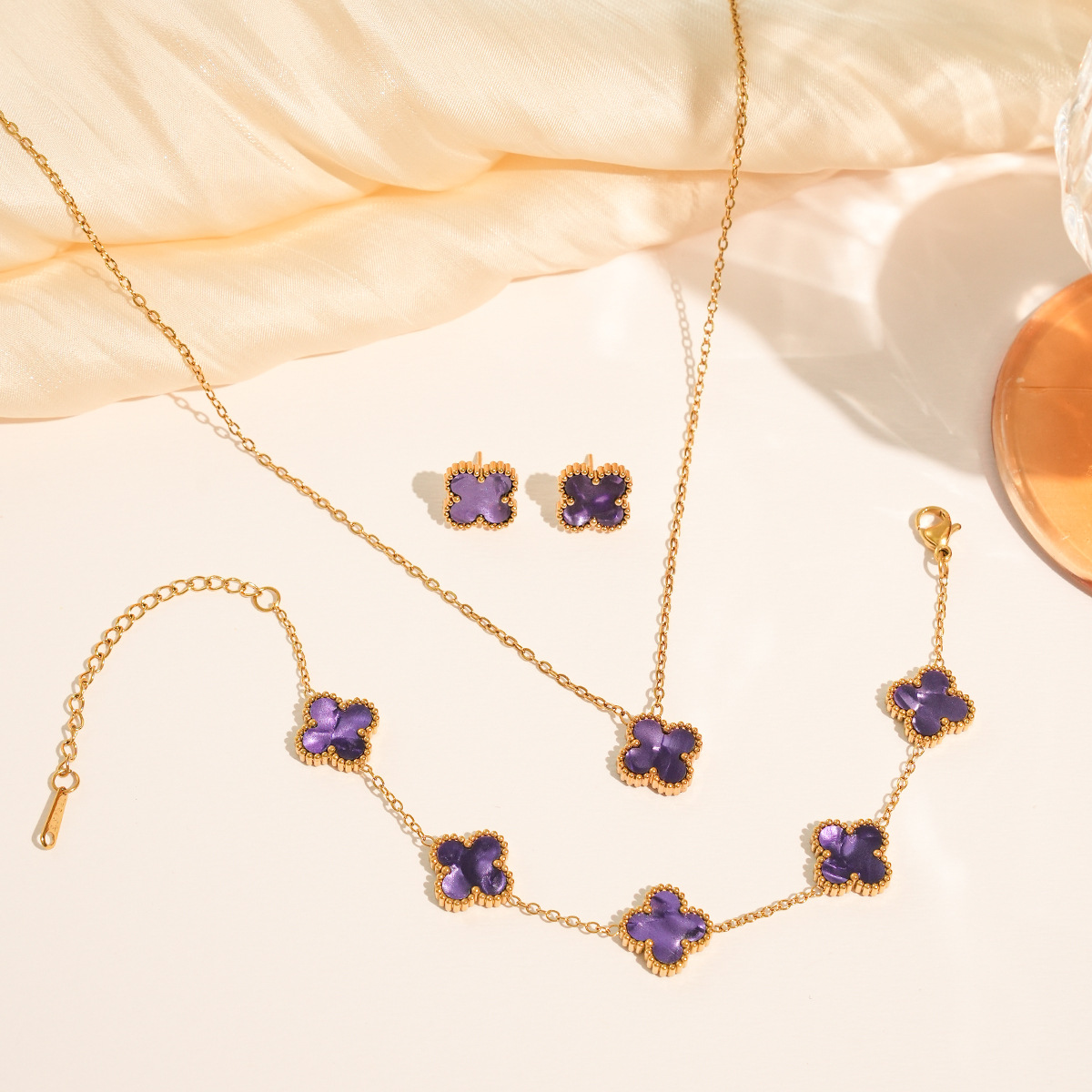 ensemble trois pièces violet dégradé coloré de 13 mm