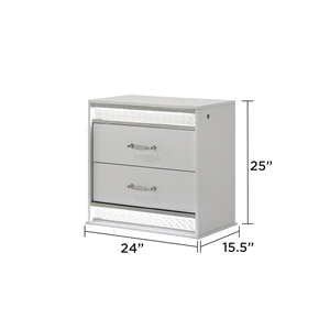 Comodino Moderno Glamour a 2 Cassetti in Legno Bianco, Mobile per Camera da Letto con Spazio di Archiviazione - Product Image 2