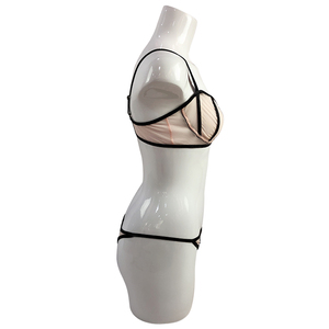 Sexy ver a través de las mujeres de malla de encaje sujetador Panty Encuadernación de cuero <span class=keywords><strong>Tanga</strong></span> traje de la ropa interior - Product Image 3