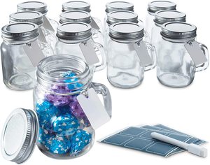 Glass Mason Jars Mini Mason Jar Glasses with Lids Handles for Holiday Crafts Favors Home Decor Kitchen Organizer