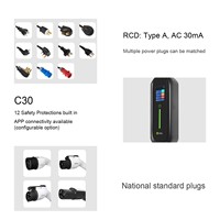 Chargeur de voiture électrique portable 3,5 kW 7 kW 22 kW 11 kW Type 2 Type 1 GBT 16A 32A avec grand écran WiFi APP pour usage domestique