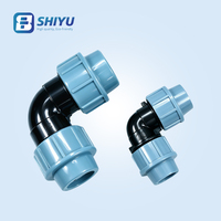Conector de Tubería de PP de 20, 25, 32, 40, 50 y 63 mm, Codo de 90 Grados, Accesorio de Polipropileno Azul Claro con Embalaje Profesional en Inglés