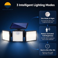 Lampe solaire murale carrée à 3 têtes, 500LM, 235 LED, détecteur de mouvement, micro-lumière, étanche IP65, pour cour, clôture