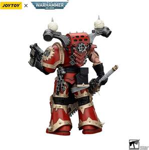JOYTOY <span class=keywords><strong>Warhammer</strong></span> <span class=keywords><strong>40K</strong></span> World Eaters Khorne Berzerker avec Eviscerator Chainsword, figurine de collection à l'échelle 1/18, 4,96 pouces - Product Image 3