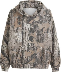 Sweat à capuche camouflage personnalisé pour <span class=keywords><strong>femme</strong></span>, sweat-shirt polaire oversize à capuche motif feuille, pull à capuche vintage imprimé graphique pour <span class=keywords><strong>femme</strong></span> avec poche - Product Image 4