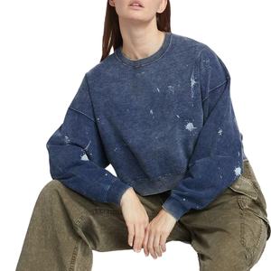 Sudadera Corta de Diseño Personalizado para Chicas, Cuello Redondo, Hombros Caídos, Manga Larga, Felpa Francesa, Estilo Informal - Product Image 3