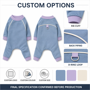 Cute Blue Dog Vests with Purple Trim Breathable Cotton Blend Summer All Seasons Pet <b>Clothes</b> <b>for</b> Small Dogs - Product Image 2