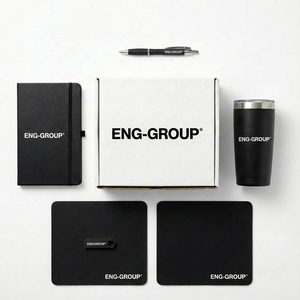 Custom Matte Black Corporate Gift Set Notebook Tumbler Pen USB Drive Mouse Pad Kit for Business VIP Client