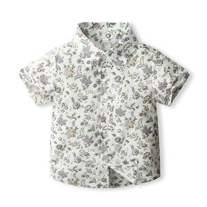 Chemise à manches courtes à imprimé floral <span class=keywords><strong>de</strong></span> style classique pour garçons en bas âge, adaptée à un usage quotidien et à des occasions formelles - Product Image 4