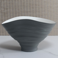 Grand bol en céramique gris argenté, style mid-century moderne, écologique, recyclable, fait main, étanche, décoration de luxe pour la maison, cuisine, café