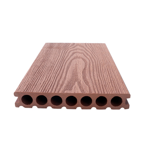 Plancher de terrasse WPC à sept trous ronds, texture chêne européen 3D gaufrée, moderne, antidérapant, imperméable, écologique, à emboîtement, pour extérieur - Product Image 1
