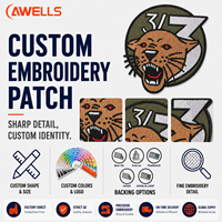 Patch brodé personnalisé AWELLS Tigre rugissant, badge animal 3D pour vestes streetwear, sacs à dos et vêtements d'extérieur