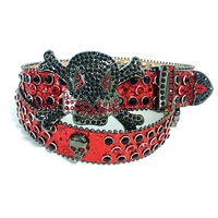 Boucle de ceinture en métal pour homme, style western, avec crâne en strass, haute qualité, forme personnalisée, sertie de diamants, avec logo