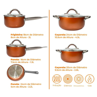 Ensemble de 6 casseroles en métal avec couvercles en verre, poignées en bakélite, compatibles lave-vaisselle et four, pour cuisinières à gaz et à induction, batterie de cuisine en céramique forgée