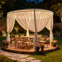 Pavillon en acier thermolaqué de fabrication directe, moderne et luxueux pour jardin, avec rideau d'ombrage en tissu moustiquaire à maille diamant respirante