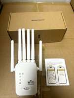 Repetidor WiFi Universal de 300Mbps con Enchufe Europeo, 802.11N, Extensor de Rango WiFi Interior/Exterior con 6 Antenas para Apartamentos