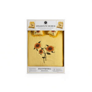 Juego de Edredón Queen Size con Sábanas, Diseño de Girasoles, Algodón Bordado, Estilo Pastoral, Ropa de Cama para el Hogar, 4 Piezas, para Todas las Temporadas - Product Image 1