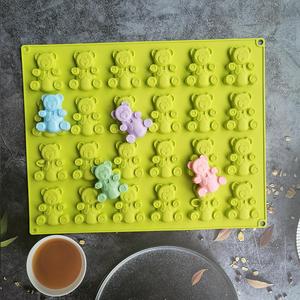 NP56 Reusable 24-Cavity Bear Silicone Mold for Chocolate Cookie Ice Cream Candy <strong>Dessert</strong> <strong>Tray</strong> Packaged in OPP Bag - Product Image 4