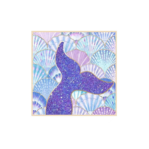 Ensemble de vaisselle de fête sirène DAMAI, bleu et violet, assiettes en papier, gobelets, serviettes, décorations d'anniversaire - Product Image 3