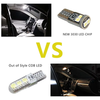 2/10 Stück Superhelle T10 W5W LED-Glühbirne Canbus Fehlerfrei 12V 3030-6SMD 6500K Weiß Auto-Innenbeleuchtung für Kofferraum, Handschuhfach und Türen