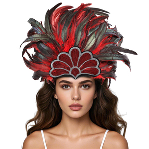 Coiffe en plumes d'autruche artisanale OEM pour fête de carnaval, style ethnique - Product Image 1