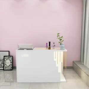 Escritorio pequeño de salón de belleza, equipo de salón de belleza, escritorio de recepción, nórdico, pintura al horno, contador de creatividad