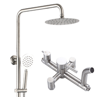 304 acier inoxydable contemporain mitigeur salle de bain robinet robinets mural pluie douche ensemble Massage doux pour appartements