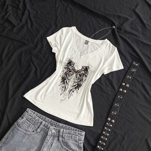 <span class=keywords><strong>T</strong></span>-shirt Crop Top Tubino da Donna Y2K Hype Girl <span class=keywords><strong>con</strong></span> Stampa Ali Scure, Slim Fit, Stile Street, Versatile - Product Image 6