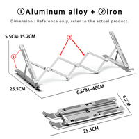 Support pour ordinateur portable pliable à double triangle réglable sur 7 niveaux en alliage d'aluminium pour bureau, compatible avec les ordinateurs portables, les claviers et les tablettes