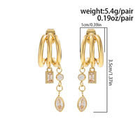 Boucles d'oreilles pendantes en acier inoxydable PVD 18 carats avec pampille en cristal pour femme, étanches, accessoires d'oreille en gros, bijoux de mode, cadeau