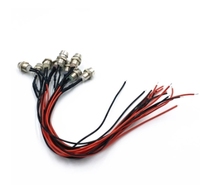 Diode LED pré-éclairé, 12V 18cm, 1 pièce, 5mm de diamètre, 8mm, Diode LED filaire, couleur unique, lunette chromée, support en alliage de Zinc, indicateur étanche IP65