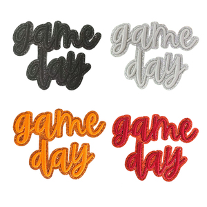 Batı oyun sezon oyun günü Glitter demir-on yamalar için Truckers işlemeli kumaş siyah beyaz turuncu kırmızı - Product Image 1