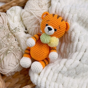 Gran oferta <span class=keywords><strong>mordedor</strong></span> de madera juego de regalo de animales <span class=keywords><strong>Amigurumi</strong></span> hecho a mano ganchillo animales juguetes ganchillo Tigre Animal bebé sonajero mordedores para bebés - Product Image 4