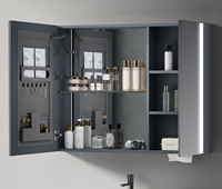 Ensemble de meuble-lavabo de salle de bain mural moderne avec éclairage LED résistant à l'eau, lavabo en céramique, surface laquée, miroir intelligent pour villa