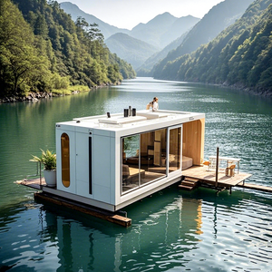 Yate de lujo Casa móvil moderna en el agua Casa modular Casas flotantes pequeñas Casa pequeña Barco flotante Hotel pontón Boathouse - Product Image 1
