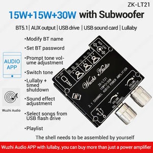 Wuzhi Audio ZK-LT21 Bt5.1 Audio Luidspreker Versterker Board Module 2.1 Kanaal Subwoofer 15W + 15W + 30W Ondersteuning App 10 Geluidseffecten - Product Image 3
