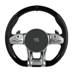 Volant en cuir personnalisé YZ avec poignées en bois pour Mercedes-Benz AMG A200 A220 A35 CLA250 CLA45 <span class=keywords><strong>CLE</strong></span> W176 W177 C118 E207 GLC X253 - Product Image 1