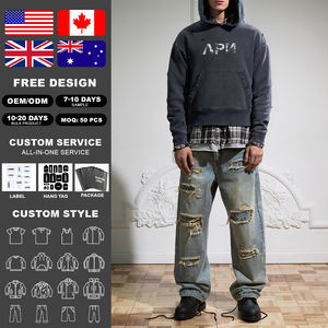 Sudadera con Capucha KingSen de Invierno Unisex, 100% Algodón, Lavado Ácido, Bordada, Transpirable, Estilo Vintage Hip Hop, Holgada, para Hombre - Product Image 2