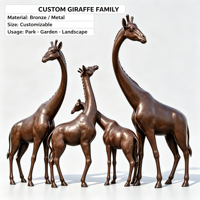 Sculpture de groupe de girafes en bronze, statue familiale, figurine d'animaux sauvages africains, taille et couleur personnalisées, décoration moderne pour la maison et le jardin