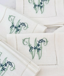 Servilletas de letras personalizadas LY, manteles individuales bordados de <span class=keywords><strong>lino</strong></span> <span class=keywords><strong>para</strong></span> fiesta, boda, restaurante - Product Image 3