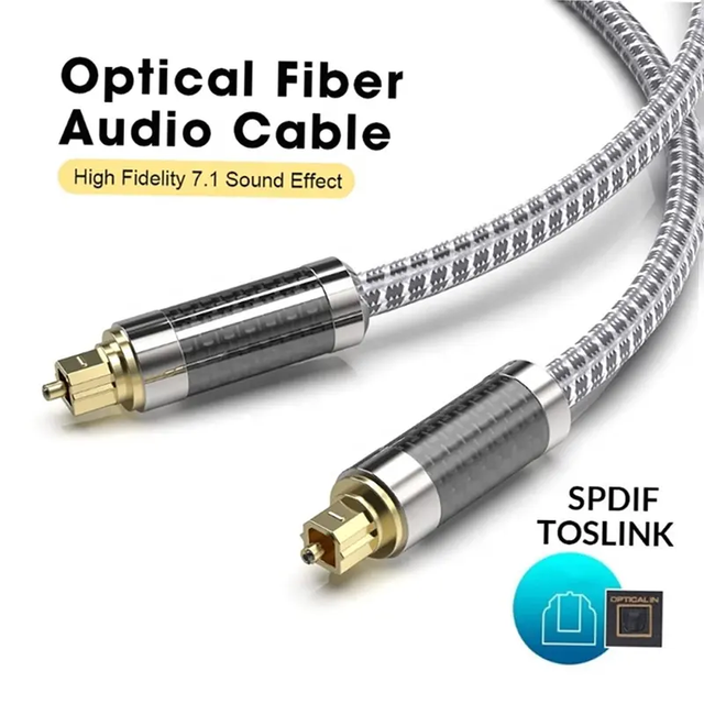 High End Twisted Pair Toslink Optical Audio Coaxial Cable 24K Gold Plated Connectors Durable PVC Braided Speakers Projectors