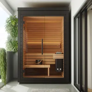 Sauna kering kayu Hemlock Kanada 1 orang dalam ruangan ruang Sauna inframerah jauh