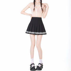 Nuova Gonna Corta Estiva Coreana 2025 a Vita Alta Plissettata Stile Accademico con Cintura <span class=keywords><strong>Stacci</strong></span>, Uniforme Scolastica a Trapezio 132 - Product Image 1