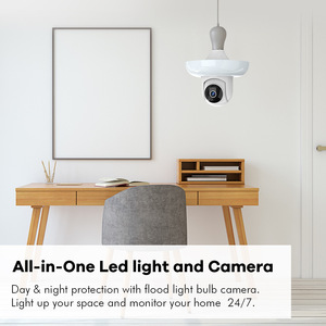 Caméra d'ampoule WiFi Gsmart 3MP avec port E27, lampe LED intérieure, caméra de sécurité intelligente pour la maison, alarme de mouvement et de son avec interrupteur lumière/sirène - Product Image 3
