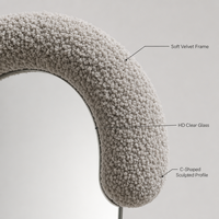 Miroir sur pied en velours pleine longueur, forme de nuage ondulé, avec support, couleur personnalisée, vente en gros et au détail, décoration