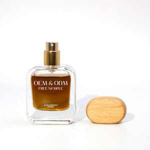 Botella de Perfume Cuadrada Plana Vacía, Transparente, de 50 ml y 100 ml, Botella de Vidrio para Perfume de Lujo con Tapa de Madera Ovalada - Product Image 6